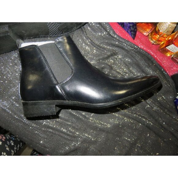 Italian Leather Chelsea Riding Boot for Men Ankle Boot Block Heel Pull On 41 8 - Picture 7 of 12